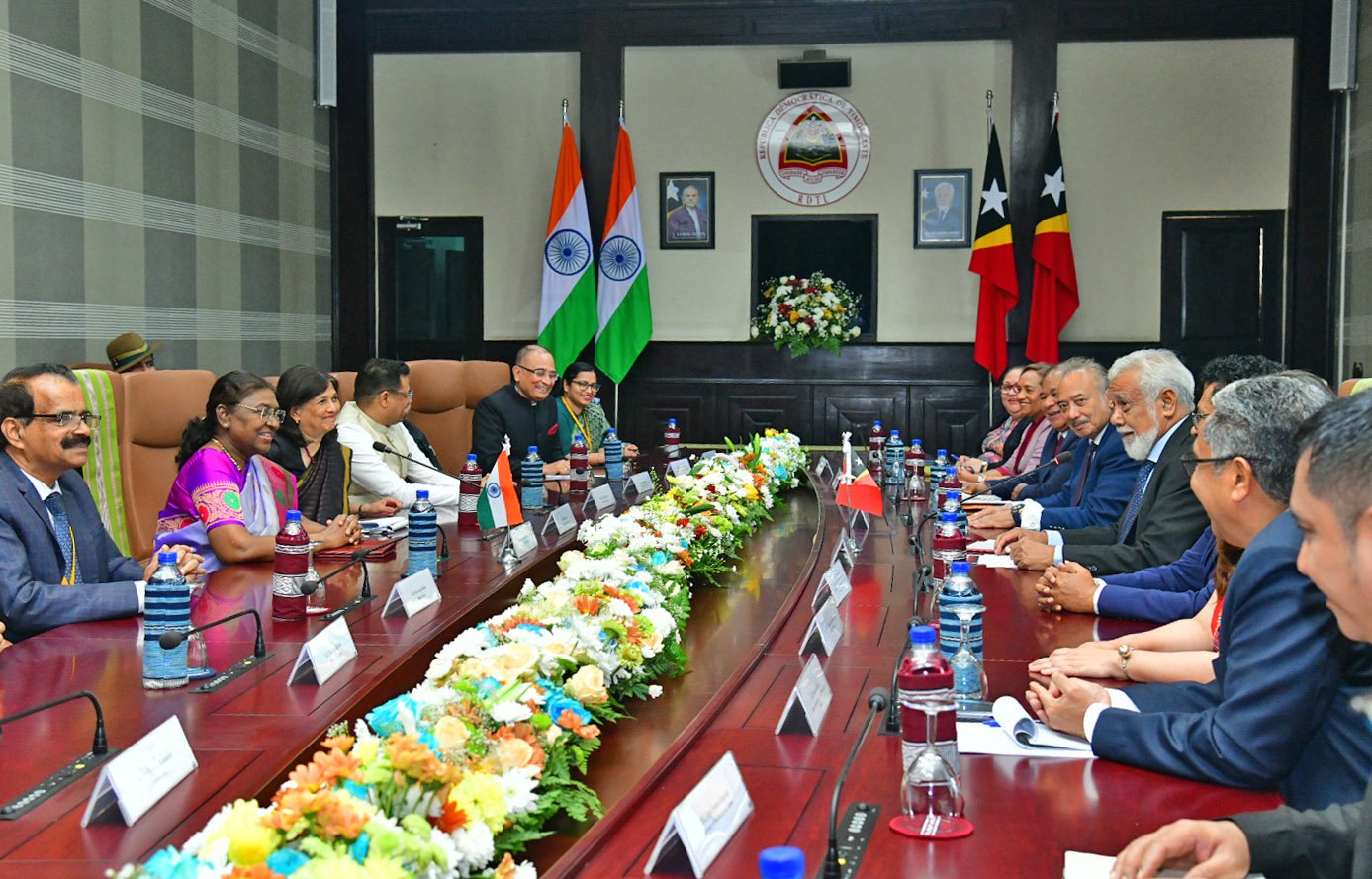 President Droupadi Murmu held a meeting with PM Kay Rala Xanana Gusmão of Timor-Leste. President Murmu said that India and Timor-Leste enjoy warm and cordial relationship based on shared values of democracy and plurality. Both leaders held talks on wide ranging issues.