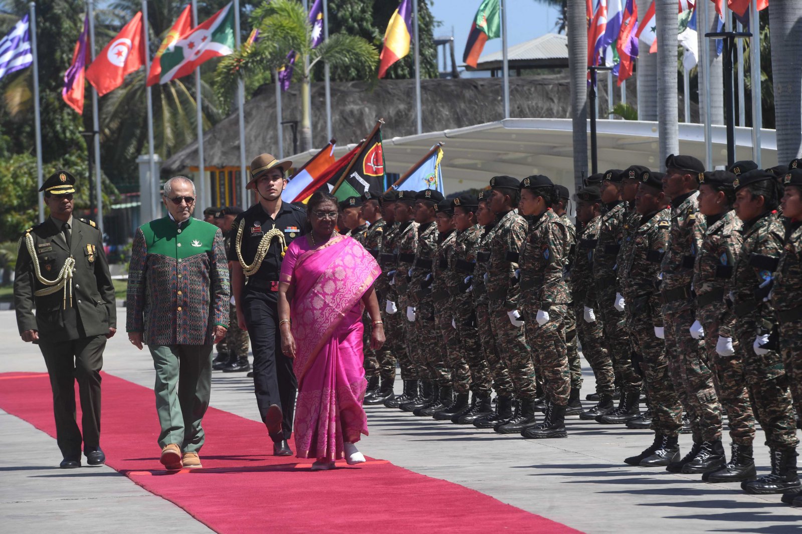 President Droupadi Murmu was accorded ceremonial reception and guard of honour in Presidential Palace, Dili.