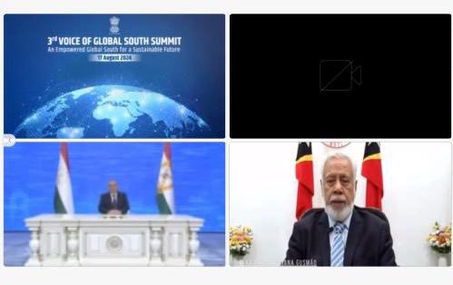 Along with Hon’ble  @narendramodi  H.E. Mr. Kay Rala Xanana Gusmão, Prime Minister of Democratic Republic of Timor-Leste also took part in the inaugural session of the 3rd Voice of Global South Summit 2024 on 17th August 2024. #VoiceOfGlobalSouth