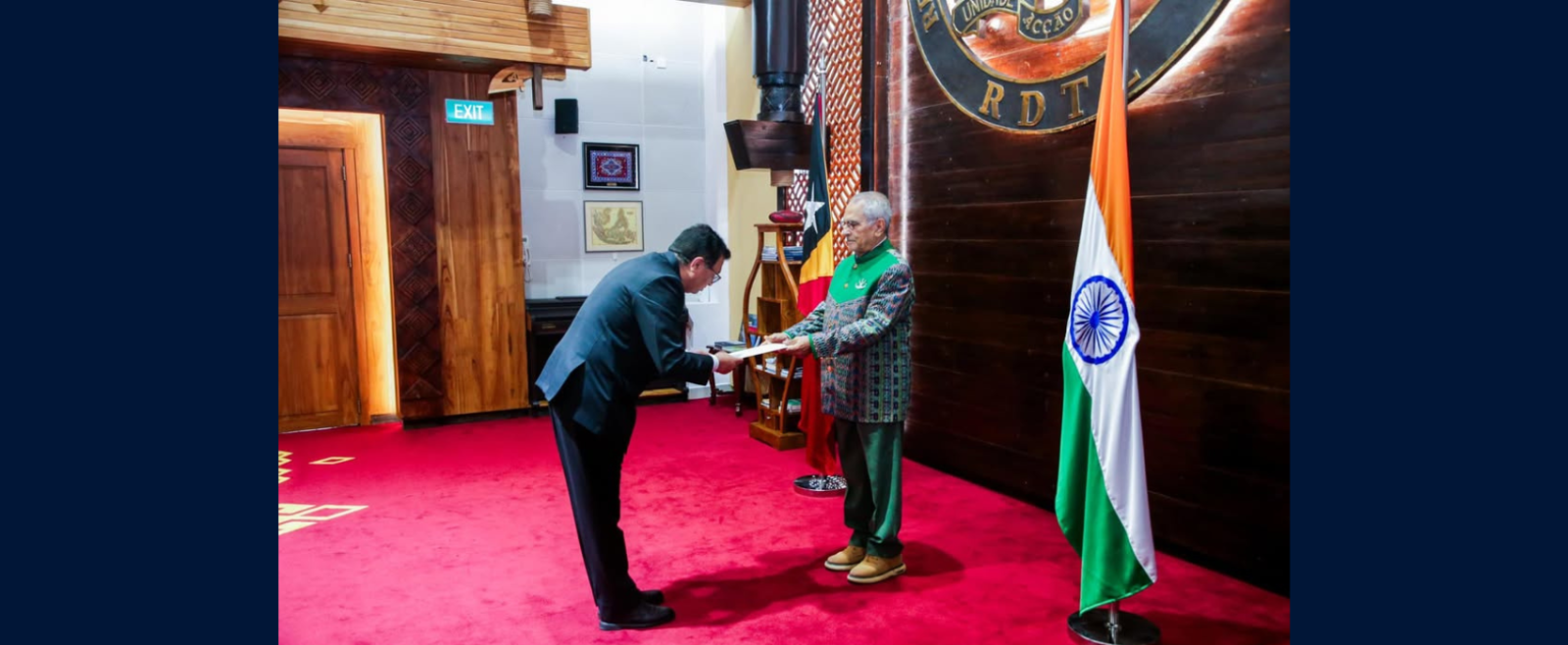 Ambassador presenting his credentials to the Hon'ble President Jose Ramos- Horta, of the Democratic Republic of Timor-Leste.